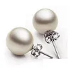 Stud 925 Sterling Sier Pearl -oorbellen voor vrouwelijke sieraden Aretes Brincos Romantische charme 6/8/10/12 mm Ball Luxe Designer Love Ear Ring Dh3xk