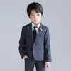 Kinder kleiner Anzug hübscher britischer Anzug Flower Girl Kleider Studentin mit Klavierleistung wöchentlicher Geburtstagsanzug (Anzug + Hosen + Krawatte + Brosche)