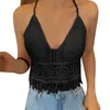 Tanks de femmes sexy creux out sous-vêtements Femmes Top Summer plage courte du gilet Bikini en tassel tassel