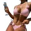 Frauen Badebekleidung 2024 Neues 3D -Blumenbikini -Dreieck -Tasse Sexy Grab Bikini Solid Womens Badeanzug