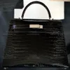 12A Top Mirror Quality Luxury Classic Classic Designer Sac Ladies'bag All Mandmade Crocodile Sac authentique Sac en cuir 28 cm Sac à épaule de grande capacité