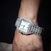 Montre à la mode carrée pour hommes Mosang Shi High-Day Watch Style en acier inoxydable Cadran en acier blanc White Full Diamond Watch