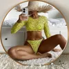 Ellolace Luipaard Womens Swimsuit van 3 items Halter Micro Bikini Top afzonderlijk afdrukken Badpak Braziliaanse lage taille strandkleding 240506