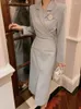 Sukienki robocze Wysokiej jakości temperament biznesowy stroje damski elegancki płaszcz mody na topie z długim rękawem i spódnica średniej długości dwuczęściowy zestaw