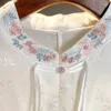 Kvinnors blusar 2024 kinesisk stil vit broderi vintage skjorta zen maträtt spänne tang kostym hanfu topp kvinnor blus
