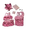 Hundekleidung Ins Welpen Weste Pink Leopardenmuster Badeanzug Katzentransformation Outfit mit Schwimmkappe einteilige Schleuderbikini Kleidung H240506