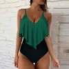 Monokini de roupas de banho feminina Monokini Bating Beits Push Up Swimsuit Women 2023 New Summer High Caist Princied Swimwear Women One Piece Swimsuit Y240429