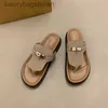 Fashion Original H Designer Slippers 2024 Été Nouveau Sole Clip épais Toe Silver Buckle Herringbone Roman Flat Second Oncle Casual Fashion avec un logo de marque 1: 1