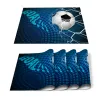 Pads 4/6 Pcs Placemat Soccer Balls Football Field Printed Table Mat For Tables Heatinsulation Cotton Linen Kitchen Dining Pads