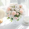 Dekorativa blommor 29 cm Rose Chrysanthemum Silk Bouquet Artificial For Wedding Home Ornamental Flowerpot Decor Christmas Wreath Accessories