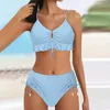 Swimwear féminin Femmes 2024 Summer Fashion Hem Ruffle Bikini Two Piece Sexy Sexy Hollow Out lanif High Waited Tankini