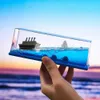 Decorative Objects Figurines Titanic Cruise Drift Bottle Fluid Hourglass Ship Will Never Capsize Floating Boat Office Tabletop Ornaments Home Decor Gifts T240505