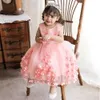 Mädchenkleider atemberaubende Baby kleine Mädchen bestickte Spitze Hochzeit Blume Mädchen Geburtstagsfeier Festzug formelles Kleid