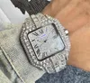 Hip -Hop -Out Square Face Watch Herren Quartz -Bewegung Edelstahlgurt Präsident Diamonds Ringkettenarmband Großhandel männliche Geschenke Armbanduhr