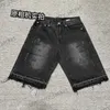 Nuovi pantaloncini da uomo cromati maschili preparano i vecchi cuori lavati jeans hip hop cromo corto ginocchio corto jeans jeans heart cross -ricamo stampe jeans casual di alta qualità a10