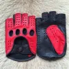 Gants de haute qualité 2023 Nouveaux hommes demi-doigts gants en cuir authentiques gants de chèvre gants de mode hommes de conduite respirant gants mittens mâles