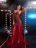 Robes décontractées Yesexy Spaghetti Elegant Party for Women 2024 Open Back Sequin Mesh Cocktail Evening Prom Red Robe