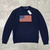 Designer Women's Wool Sweater - Hand-Knitted American Flag Long Sleeve Pullover, High-Quality Cashmere Sweater, Fashionable and Versatile Flag Print