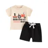 Kleidungssets Kleinkind Baby Jungen 1. 2. Geburtstag Outfit Traktor Kurzarm T-Shirt Tops Shorts Set Sommerkleidung