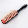 1pcs Cheveux 9 Rows Brush Masseur du cuir chevelu raide coiffure bouclée peignes pour femmes cheveux salon