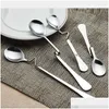 Spoons 1Pcs Bend Stainless Steel Coffee Spoon Ice Cream Dessert Tea For Picnic Kitchen Accessories Tableware Drop Delivery Home Gard Dhpr6