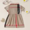 Summer Baby Girls Brand Robe Migne Toddler Girl Robe à plaid Kids Kids Short Mancheve Robe Enfants Tense