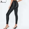 Pantalon féminin Faquette pantalon en cuir Pu Pant haute taille féminine crayon skinny Filles multiples zippers en bas sexy