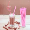 Disposable Cups Straws 10Pcs Pink Red Heart Shape Mouth Straw Bachelorette Party Drinking Wedding Birthday Tableware Supplies