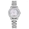 Orologi da polso Oliya Rolling Diamond Women's Watch inossidabile in acciaio inossidabile intarsiata Elegante orologio da polso di quarzo elegante