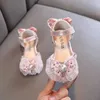Sandalias zapatos de cuero de niña Pink Princess Kid Crystal Dance Sandals Fashion Bolsa de la playa sin deslizamiento, sin deslizamiento.
