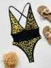 Costumes monokini 2023 High Cut One Piece Swimsuit Leopard Backless Maillots de bain sans maillot de bain Femelle Body de la plage d'été femelle Body