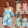 Lässige Kleider Designer Kleid 2024 Sommer Mode sexy Hangsgurt Rüschen Ärmel Kleid V-Ausschnitt gedrucktes Temperament Kleid Explosion Plus Größe Kleider