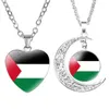 Hanger kettingen Palestijnse kettingvlag foto foto glas cabochin hartvormige maan hanger ketting sieraden H240504