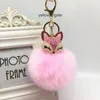 Keychains Bedanyards Winter Faux Rabbit Fur Ball Keychain com Rhinestone Fox Head Keyring Pompom Pompom Key Chains Crystal for Women