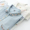 Blouses pour femmes Blouse à manches longues Version coréenne de broderie lâche Shirt Art Art