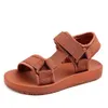 Sandali per bambini sandali sandali estate casual versatili a colori solidi scarpe da spiaggia per ragazzi intrecciarsi cinghie usurati resistenti a punta aperta