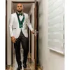 Men 2 Wedding Tuxedos kawałki moda ogar biały wklęsły wzór wypukły kombinezony tkaniny niestandardowe kurtka jedna guzik klapa blezer biznesowy