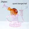 Szklana rura wodna Rura recyklingowa Rig Olej Banger Bang Downstream Percolator Glass Pink Hookah Bubbler z 14 mm męską miskę