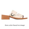 Роскошные холст вышивая древесные сандалии знаменитые дизайнерские женские платформы Mule High Heels Slides Og Beach Мягкий плоский квадратный квадратный белый черно -розовый бежевый коричневые тапочки