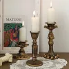 Holders Vintage Candlestick Candle Anticzna brązowa żywica Świeca Ozdoba stołowa na Halloween Wedding Home Room Dekoracja kominka