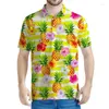 Polos Hawaiian 3D imprimé Polo Planage tropical imprimé Vêtements Men Vêtements Summer à manches courtes T-shirt surdimensionné Street Fashion Tops