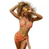 Costumi da bagno femminile Peachtan Peachtan 3 pezzi Set di bikini set da donna set da spiaggia in bikini giallo spingendo costumi da bagno coreano in costume da bagno da bagno ledies y240429