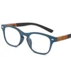 Солнцезащитные очки древесины зерновые очки для мужчин Женщины мода Retro неразрывные оптические увеличительные читатели Presbyopic Full Rim Blue 2700