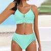 Swimwear féminin Femmes 2024 Summer Fashion Hem Ruffle Bikini Two Piece Sexy Sexy Hollow Out lanif High Waited Tankini