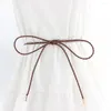 Cinture da donna intrecciata intrecciata con papilla in giro per la cintura elegante galsata a catena semplice a catena sottile vintage sottile