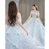 2024 Princess Wedding Dresses off shoulder Beading Illusion Floral Sleeve Sparkly Crystal Skirt sexy Lace Bridal Gowns Beads Bride Robes De Marie