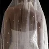 Bridal Veils Long Wedding Veil With Pearls One Layer Cathedral Bride Comb Beaded For White Ivory Accessories 178S