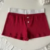 Short féminin Coton Coton Solid Home garçon été trois boutons patchwork élastique taille pantte pantalon doux sweet mignon sous-vêtements