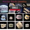 Pass Tester Hip Hop Grillz Diamond tanden Zwart geel blauw rode steen 8 Top 8 Bottom Zirkon CZ 925 Sterling Sliver Custom Grillz