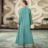 Roupas étnicas Dubai Turquia Islã Kaftan Robe sólido abayas aberto para mulheres femme costura de costura drill musulmane ramadan roupas de vestido muçulmano